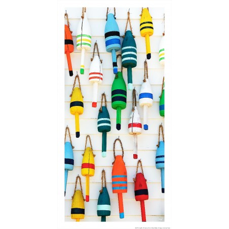 Colorful lobster trap buoys