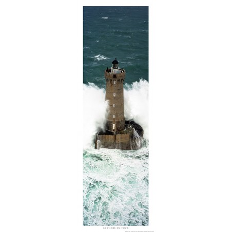 Wave on the Four lighthouse, Finistère, Brittany