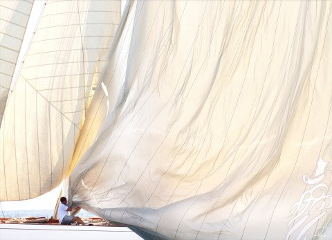 Photo Affalage à bord d'un voilier classique par Philip Plisson