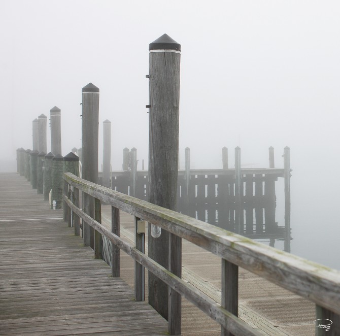Photo Trio passerelle dans la brume, USA par Philip Plisson